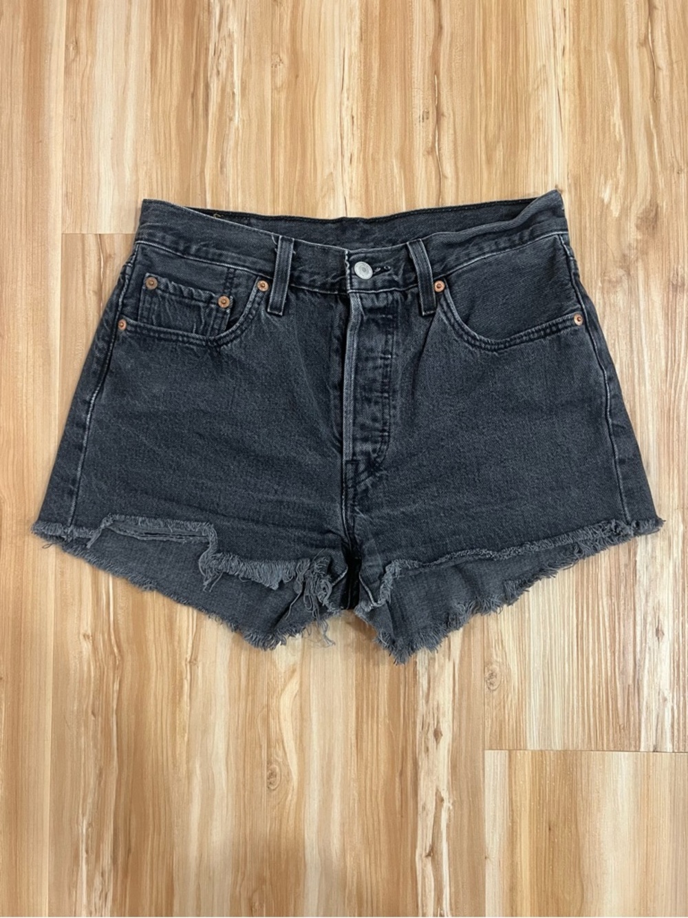 Levi’s High-Waist Black Denim Cutoff Shorts
